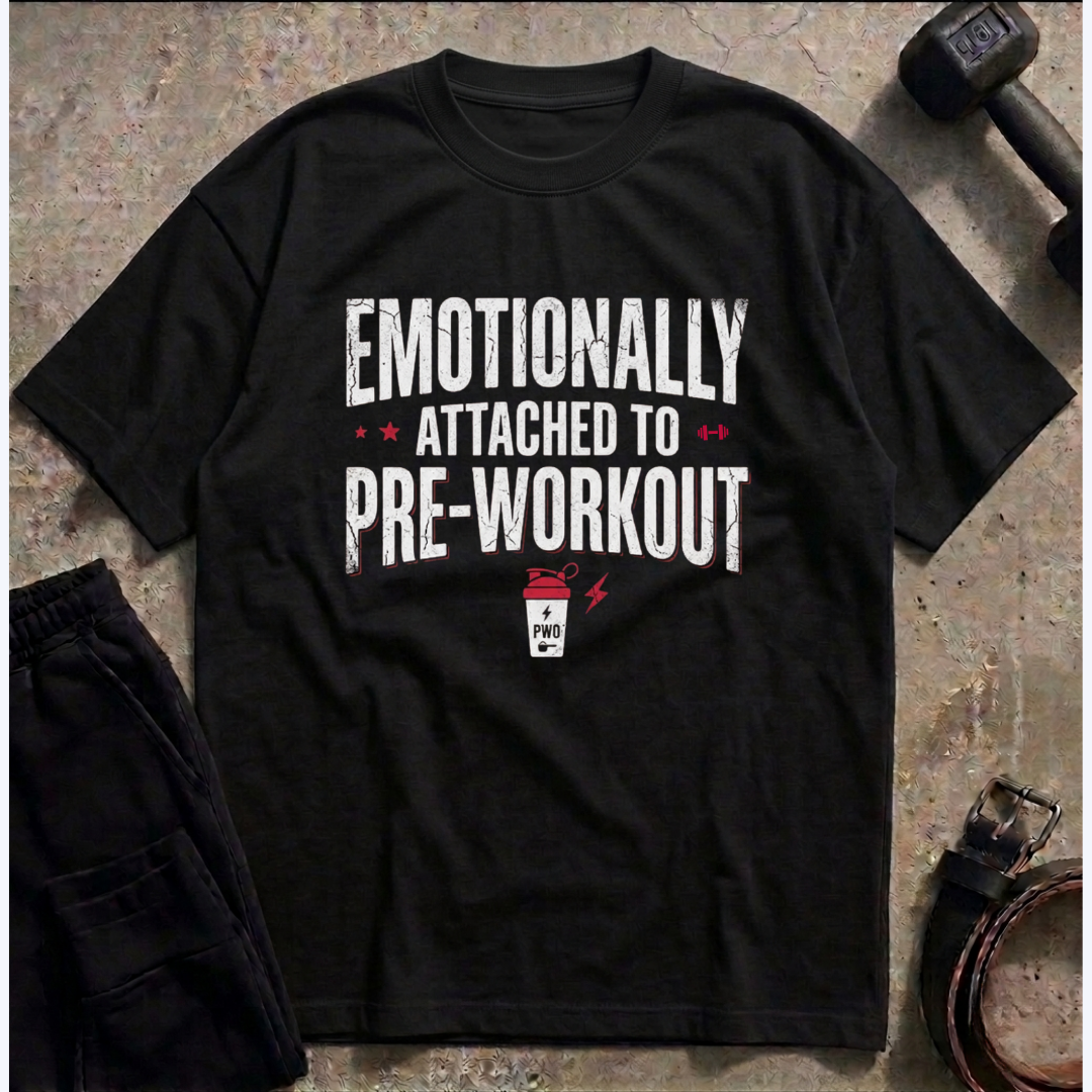 Emotionally Attached To Pre-Workout Oversized Gym T-Shirt