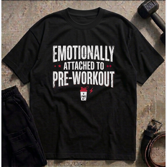 Emotionally Attached To Pre-Workout Oversized Gym T-Shirt