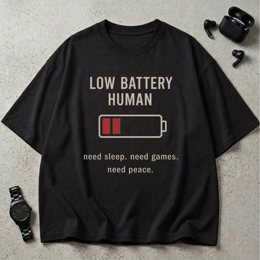 Low Battery Human Oversized T-Shirt
