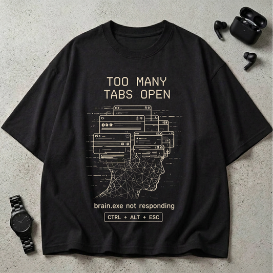 Brain.exe Not Responding 240 GSM Oversized T-Shirt