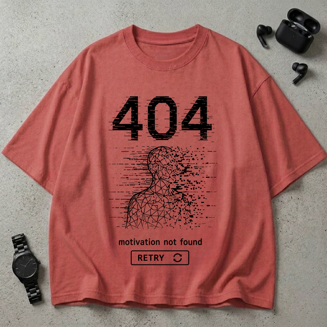 404 Motivation Not Found GSM 240 Oversized T-Shirt (Dark Edition)