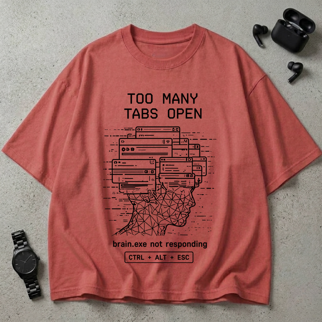 Brain.exe Not Responding 240 GSM Oversized T-Shirt