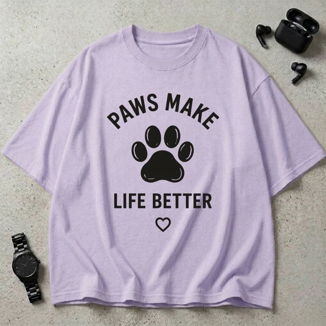 Paws Make Life Better Oversized T-Shirt