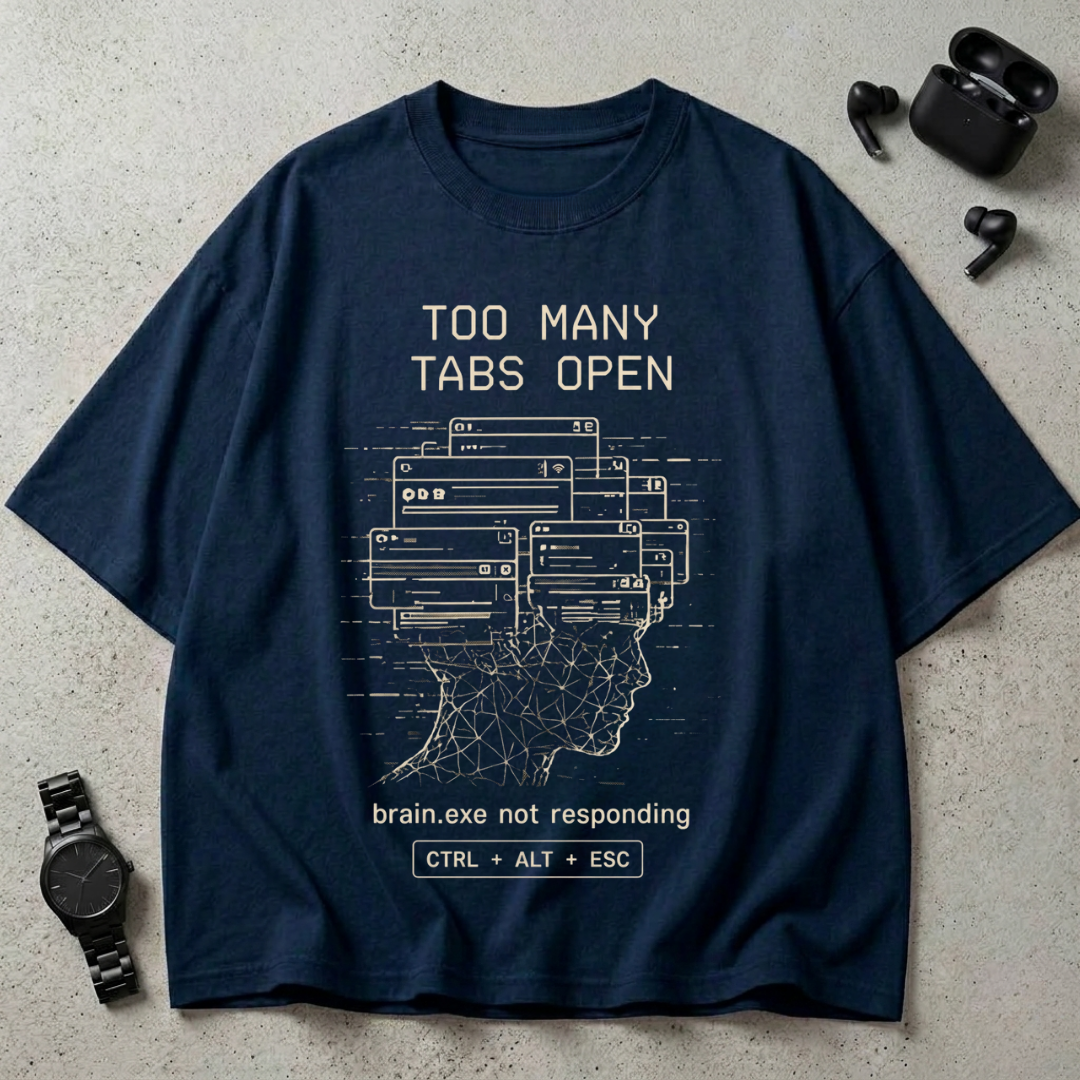 Brain.exe Not Responding 240 GSM Oversized T-Shirt
