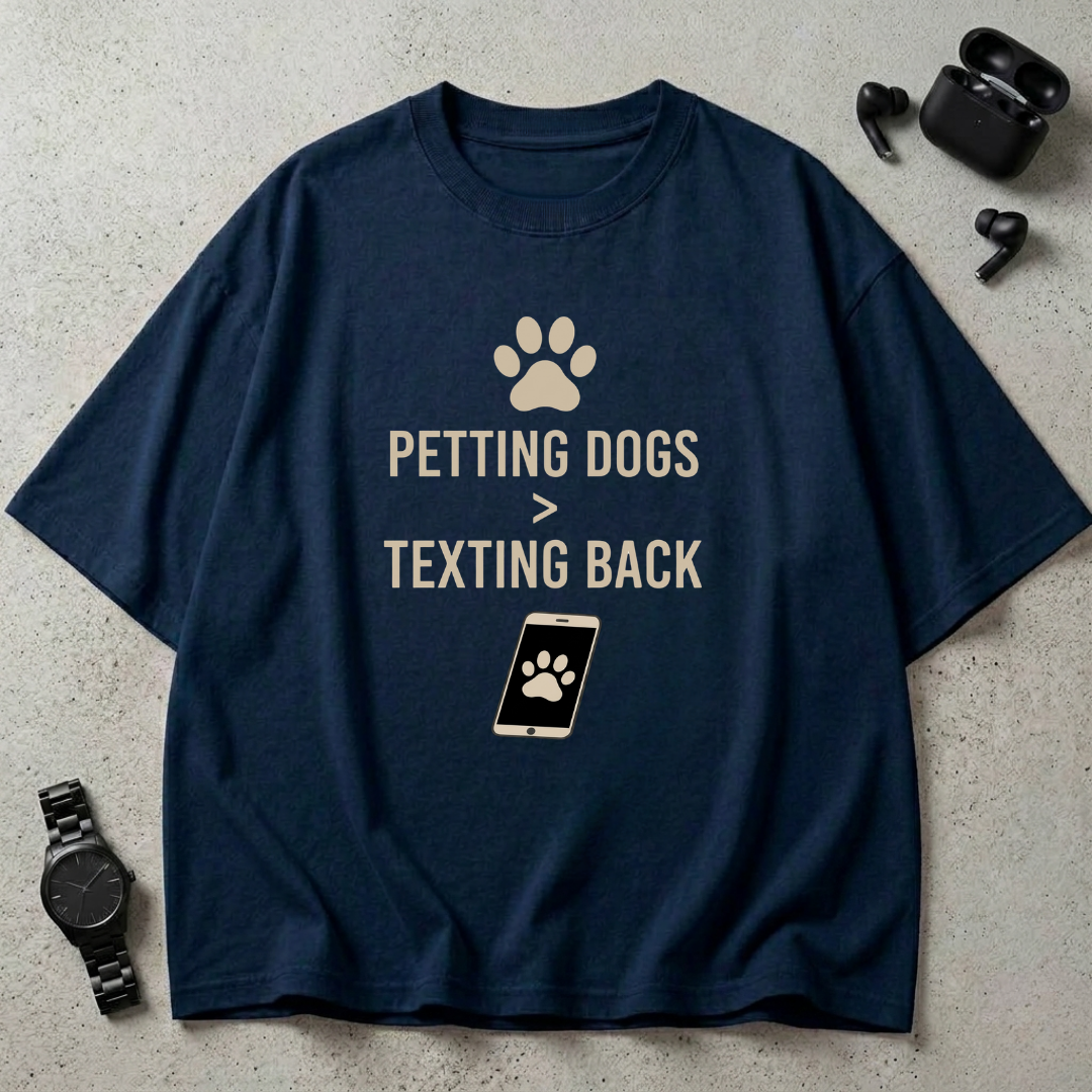 . Petting Dogs > Texting Back Oversized T-Shirt