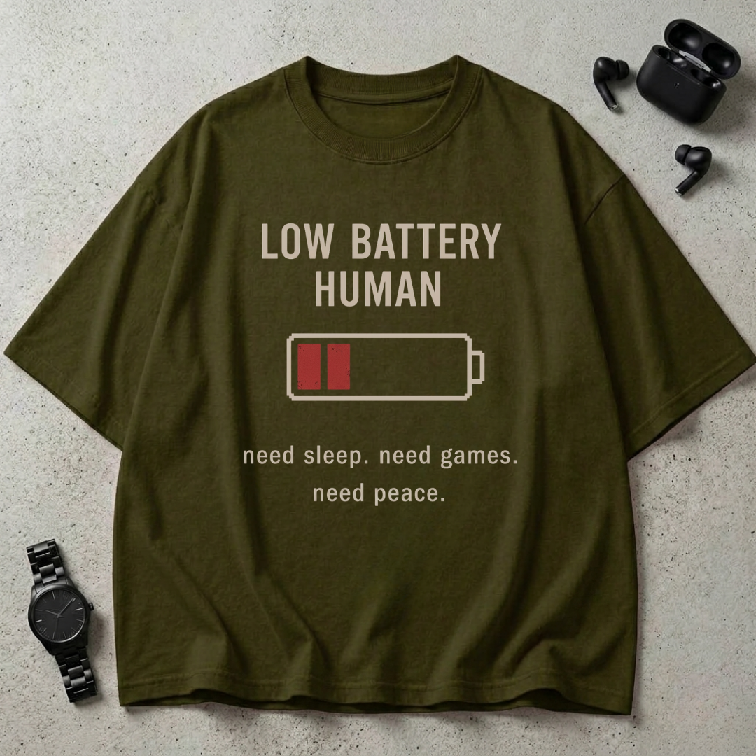 Low Battery Human Oversized T-Shirt