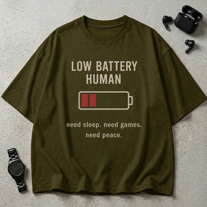 Low Battery Human Oversized T-Shirt
