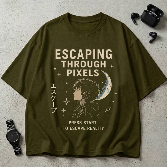 Escaping Through Pixels Oversized T-Shirt
