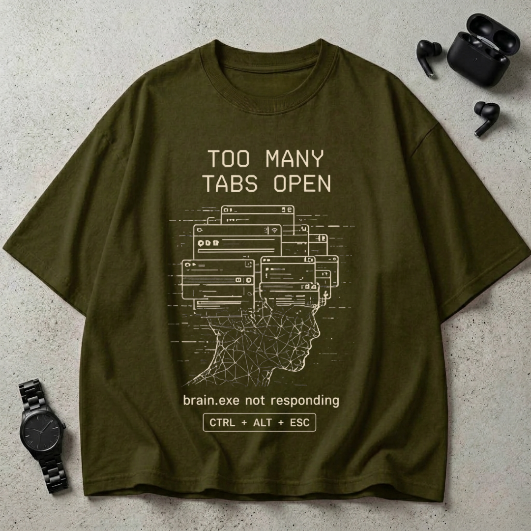 Brain.exe Not Responding 240 GSM Oversized T-Shirt