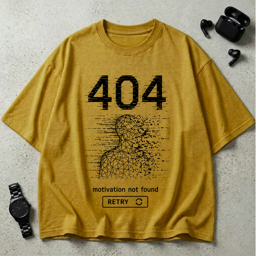 404 Motivation Not Found GSM 240 Oversized T-Shirt (Dark Edition)