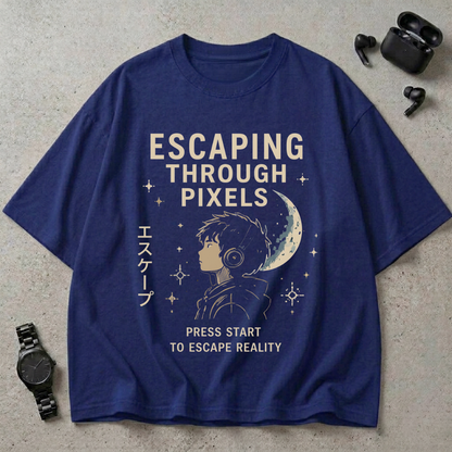 Escaping Through Pixels Oversized T-Shirt
