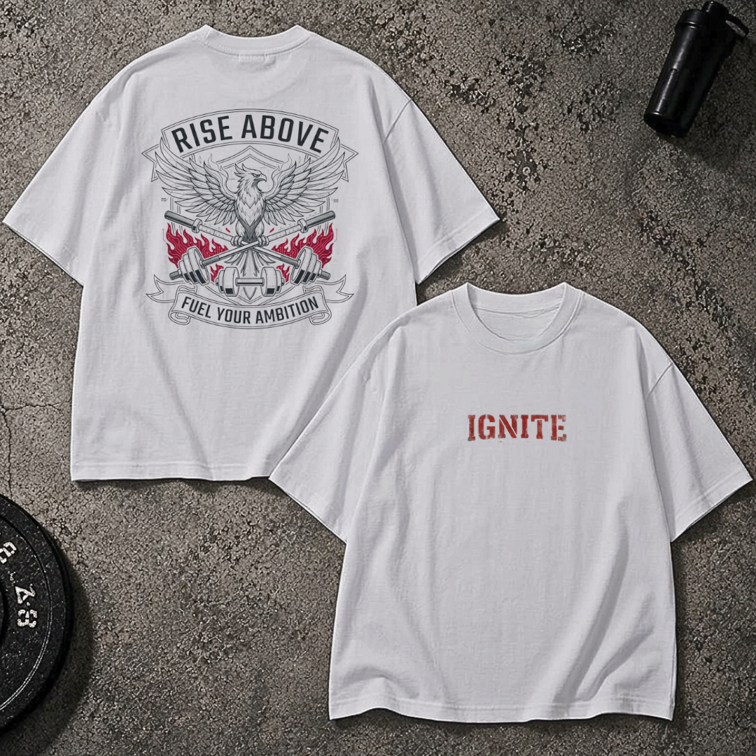 Ignite Unisex Oversized  T-Shirt – Rise Above Edition (white)