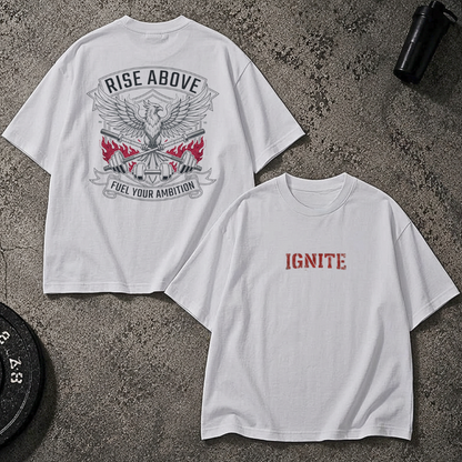 Ignite Unisex Oversized  T-Shirt – Rise Above Edition (white)